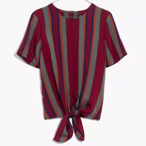 Madewell Button-Back Tie Tee in Rosalinda Stripe